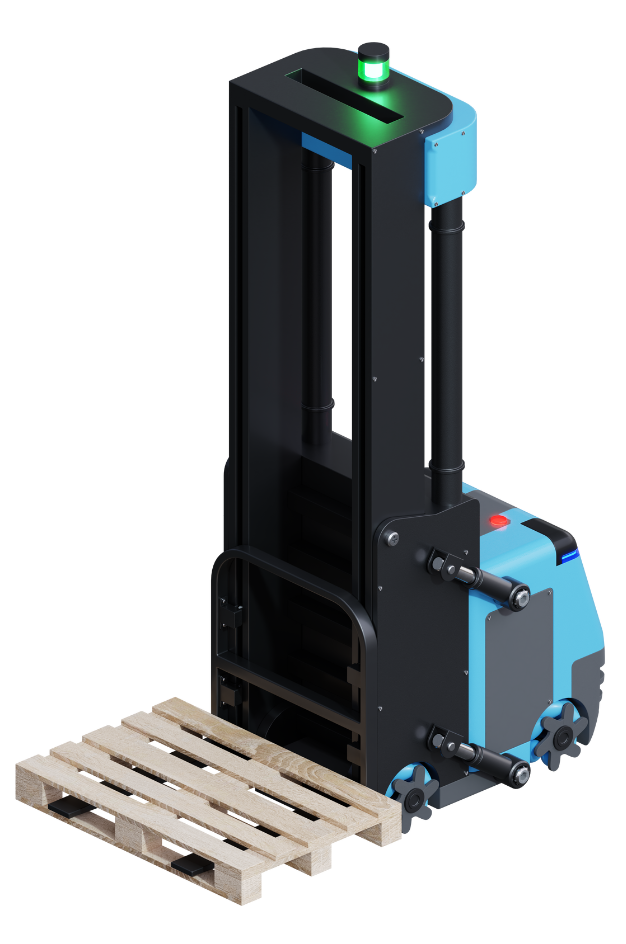 FTF Fahrerloses Transportfahrzeug elektr. Hochhubwagen transportiert Palette